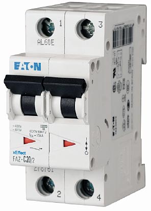 FAZ-B15/2 UL 1077 DIN Rail Supplementary Protectors - B Curve (3–5X In Current Rating) — Designed for Resistive or Slightly Inductive Loads