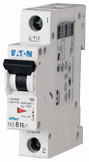 Eaton FAZ-C0.5/1-SP UL 1077 DIN Rail Supplementary Protectors - C curve (5–10X In current rating) — Designed for Resistive or Slightly Inductive Loads