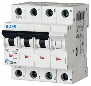 Eaton FAZ-C0.5/3N UL 1077 DIN Rail Supplementary Protectors - C curve (5–10X In current rating) — Designed for Resistive or Slightly Inductive Loads