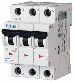 Eaton FAZ-K1/3 UL 1077 DIN Rail Supplementary Protectors - B Curve (3–5X In Current Rating) — Designed for Resistive or Slightly Inductive Loads