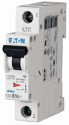 Eaton FAZ-Z10/1 UL 1077 DIN Rail Supplementary Protectors - B Curve (3–5X In Current Rating) — Designed for Resistive or Slightly Inductive Loads