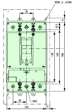 NZMH2-A125-BT-NA Circuit Breaker Dimensions