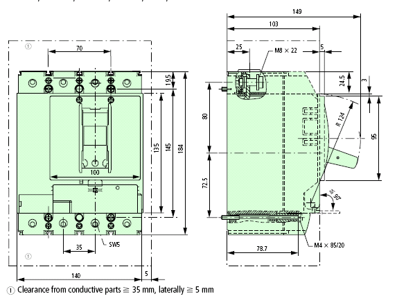 NZML2-4-VE160 Dimensions