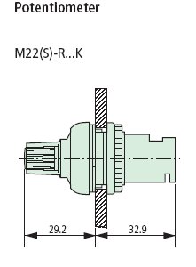 M22-R10K Potentiometer Dimensions