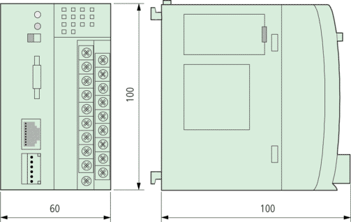 XC-CPU101-C256K-8DI-6DO Dimensions