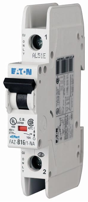 FAZ-D1/1-NA-SP FAZ-NA UL 489 Circuit Breakers—10 kAIC, 14 kAIC D Curve (13–20A)