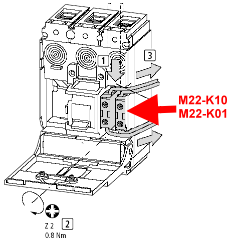 3x Eaton Moeller M22-K01 Contact Element 