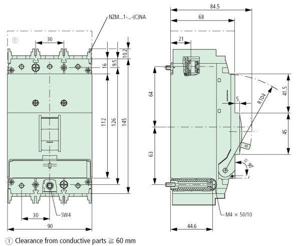 Adapter NZM1-XAD160 Leistungsschalter EATON NZM1 Circuit Breaker NZMB1-S80 80A